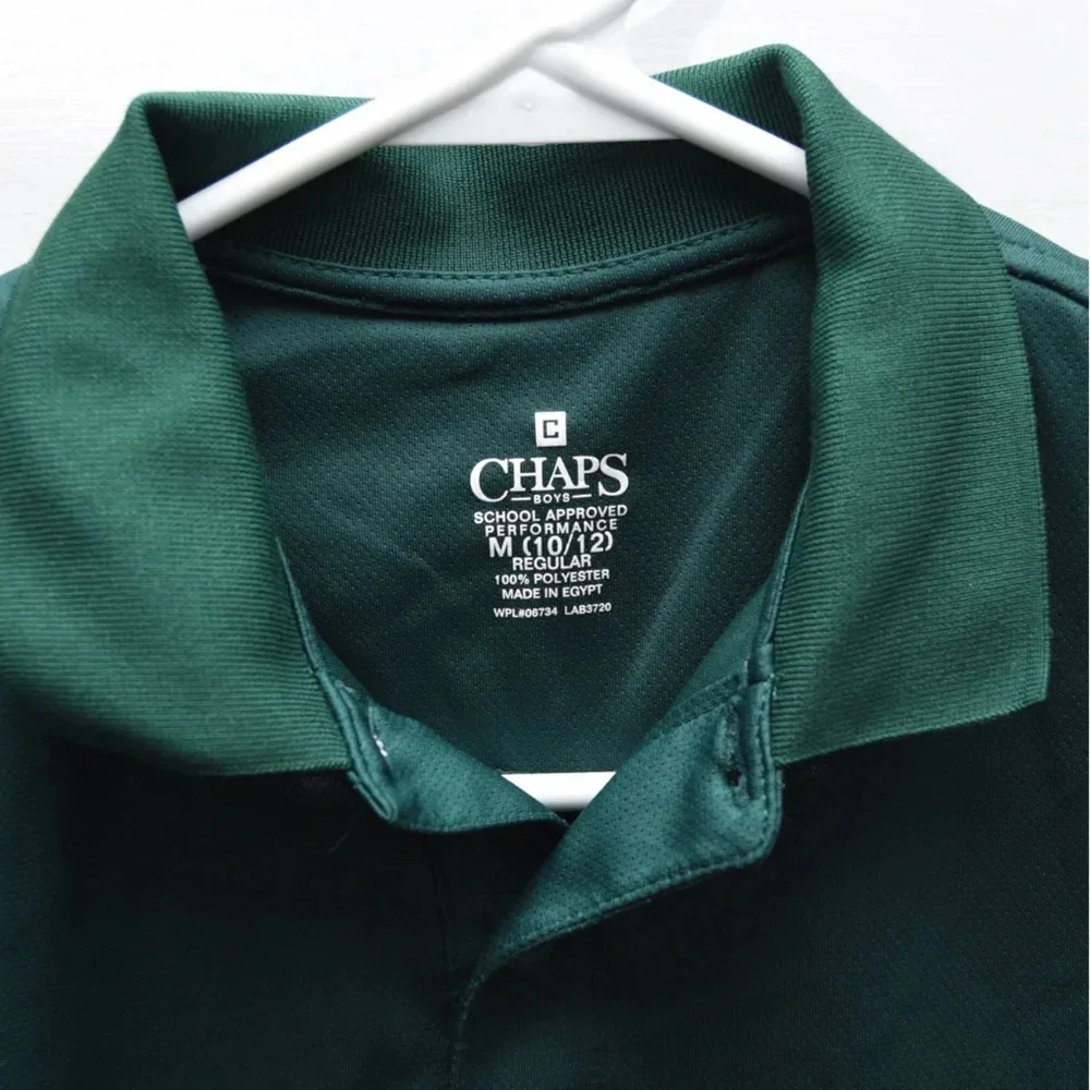 Boys Chaps school approved performance polo dark green size‎ 10-12